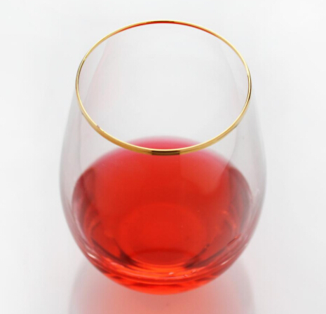 12oz 16oz 20oz Crystal Clear Stemless Wine Glass With Gold Rim