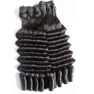 Double Drawn 100% Raw Human Weave Magical Krullend Indisch Menselijk Haar Cuticula Uitgelijnd Haar