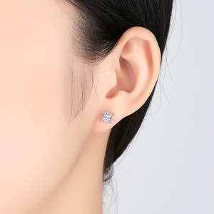 Boucles <span class=keywords><strong>d</strong></span>'oreilles clous en argent 925 LUOTEEMI, petites, carrées, en zircon cubique, pour <span class=keywords><strong>femme</strong></span>, idéales pour le quotidien et les fiançailles - Product Image 3