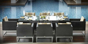 Moderno y elegante villa piscina exterior conjunto de mobiliario para banquetes balcón de ratán silla mesa - Product Image 1