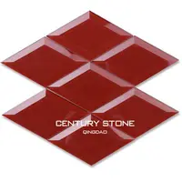 Diamant förmige abgeschrägte rote Glasmosaik-Wandfliesen für die Küche