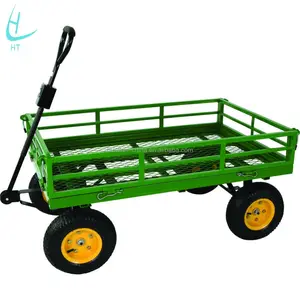 Tc4205d carrinho de jardinagem de metal resistente com quatro rodas, malha