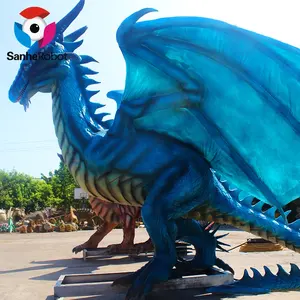 OEM customized Sanhe Robot advanced silicon simulated blue dragon animatronic animatronic dragon rc dinosaur blue african
