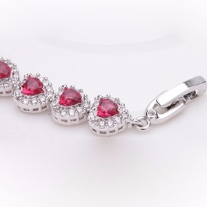 Teemi mayorista rubí de color plateado rodio Moda AAA en forma de corazón de Lujo Cubic Zirconia Mujeres joyería nupcial Tenis P - Product Image 5
