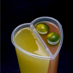 Vasos de Plástico Transparente en Forma de Corazón, Vasos Desechables para Beber, Dos Sabores en un Solo Vaso, Libres de BPA - Product Image 6