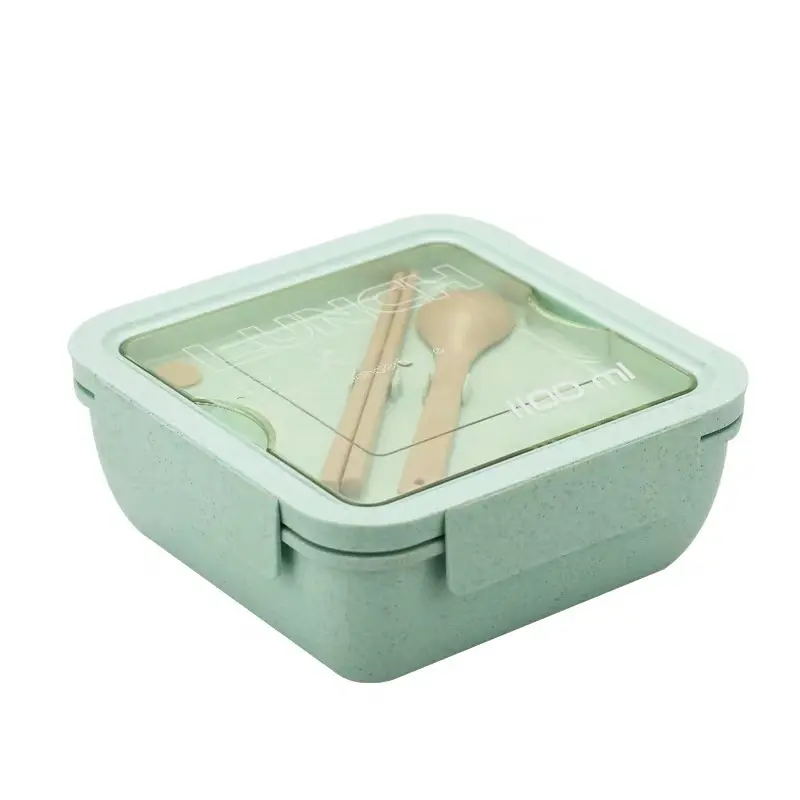 Eco-Neue Trend Hohe Produktion Platz 1100ml Weizen Stroh Mittagessen Bento Box Mit PP Deckel Löffel Stäbchen Set für Büro Schule Verwenden