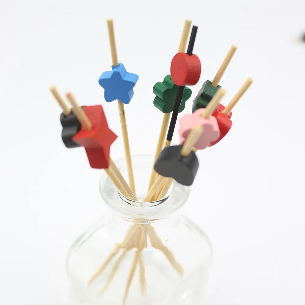 Non-Stick Wooden Ball Bamboo Fruit Cocktail Candy Stick For Party