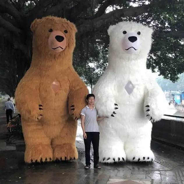 3 metros de largo de caminar inflable gigante polar oso traje de la mascota
