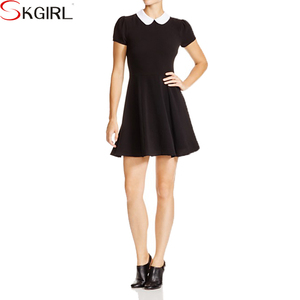 Vestidos Formales Cortos Casuales Negros con Cuello <span class=keywords><strong>Peter</strong></span> <span class=keywords><strong>Pan</strong></span> y Mangas, Estampados para Mujer, para Fiesta - Product Image 5
