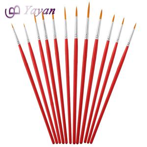 Célèbre Marque 12 PCS Synthétique Rond En Nylon Cheveux Manche en Bouleau Aquarelle Et Gouache Peinture Brosses Ensemble - Product Image 1