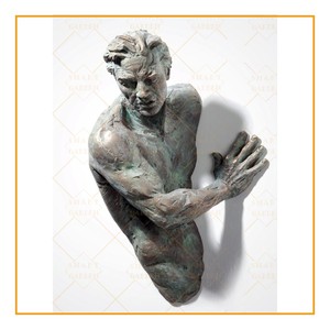Art mural décoratif d'intérieur en bronze, 21 cm, sculpture abstraite, couleur chair, à vendre - Product Image 1
