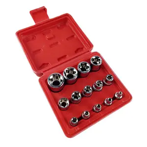 Crv材料14 pcs/set E Torx星形母头插座套装1/2 “3/8” 1/4 ”驱动E4-E24维修工具手动工具套装套筒