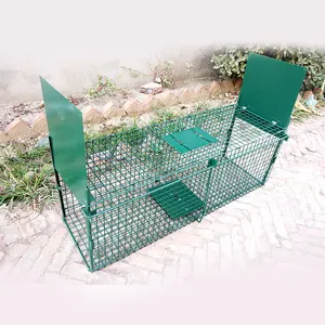 Double Door Entry Collapsible Animal Trap Cage Possum Cat Folding Live Animal Cage Trap