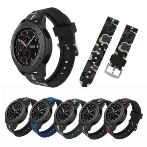 สายนาฬิกาซิลิโคนสีสันสดใสลายพรางขนาด22มม. สำหรับผู้ชายสายนาฬิกาสำหรับ Samsung Gear S3 Classic