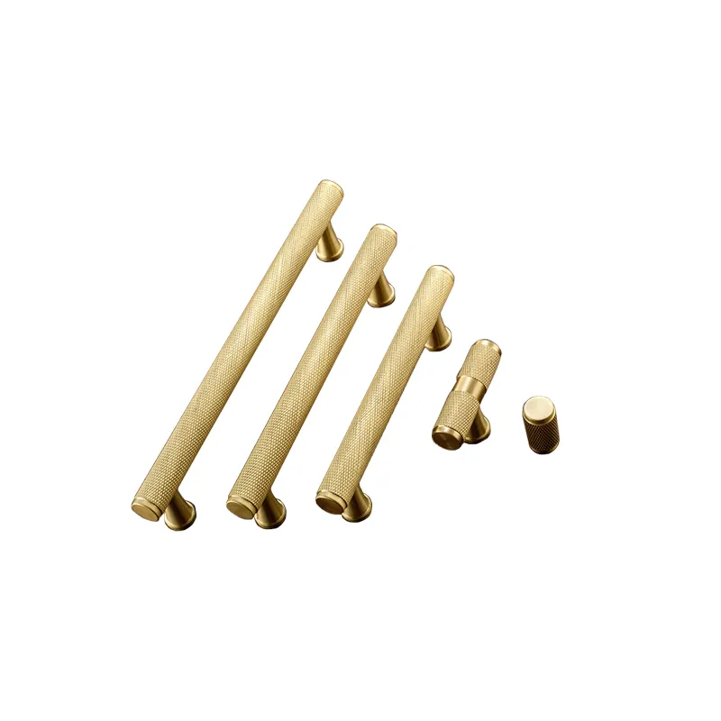 Bán Buôn T-shaped Rắn Brass Khía Nội Xử Lý Satin Brass Khía Cửa Kéo Xử Lý Và Knob Cho Đồ Nội Thất C-1251