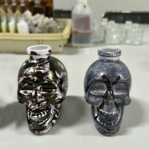 Fiesta de jar forma de Esqueleto Cráneo taza de cerveza de frascos de vidrio botella de agua con tapa decoración pintura - Product Image 6