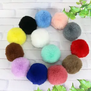 Genuine Rex Rabbit Fur Pom Poms Fur Pompons Fur Ball For Keychain Or Clothing Decoration