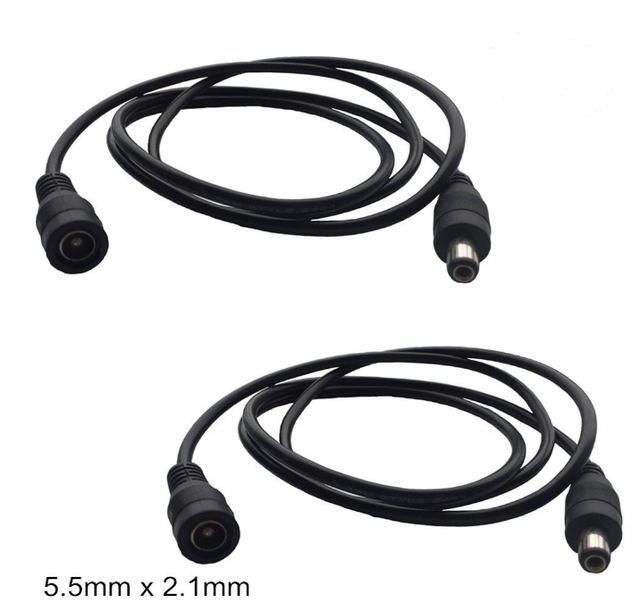 1m 2.1x5.5mm DC Adapter Cable DC Plug Extension Wire Male to Female Black Connector Cable for LED Strip