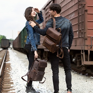 Zaino <span class=keywords><strong>in</strong></span> <span class=keywords><strong>Pelle</strong></span> di Design per Campeggio, Borsa da Escursionismo Stile Casual, Zaini Vintage <span class=keywords><strong>in</strong></span> <span class=keywords><strong>Pelle</strong></span> per Uomo - Product Image 3