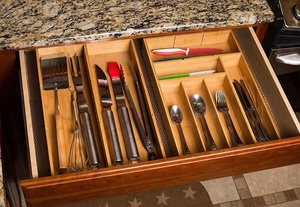 2 Pc Bambou Utilitaire Tiroir Organisateur Ustensile Argenterie Cuillère Couteau Fourchette Rangement Couverts Plateau Bois <span class=keywords><strong>Organisation</strong></span> Réglable - Product Image 5