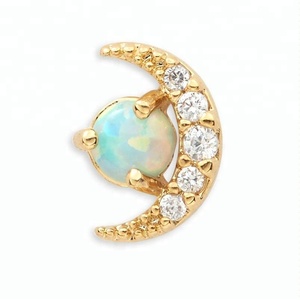 <span class=keywords><strong>Orecchini</strong></span> a Perno Gemnel in <span class=keywords><strong>Oro</strong></span> 14k con Diamante Artificiale e Opale a Forma di Luna Crescente per Donne - Product Image 3