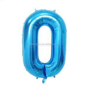 Small Size Foil Globos 16 Inch Slim Design Blue Number Balloons For Happy Birthday Party Decorations