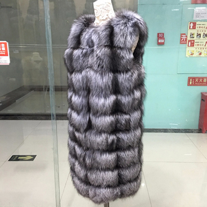 Real <strong>Silver</strong> Fox Fur Vest Winter Fashion Warm Gilet Top Quality Natural Fur <strong>Waistcoat</strong> - Product Image 3