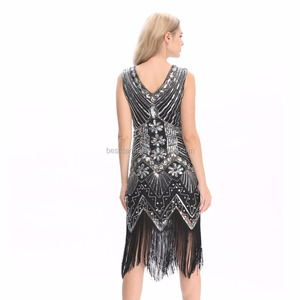 BestDance 1920s 20s 30sビンテージドレスGastbyパーティークラブドレススパンコールフリンジフラッパードレスコスチュームOEM - Product Image 4