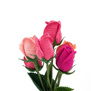 Saint Valentin Cadeau Décoration De Mariage À La Main Tige Rose Fleur Au Crochet - Product Image 2
