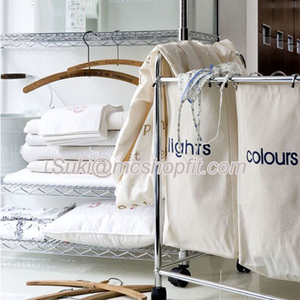 Hotel &amp; Hospital Laundry Trolley with 3 Steel Hampers Steel Laundry <strong>Service</strong> <strong>Cart</strong> with OEM Customization Support - Product Image 3