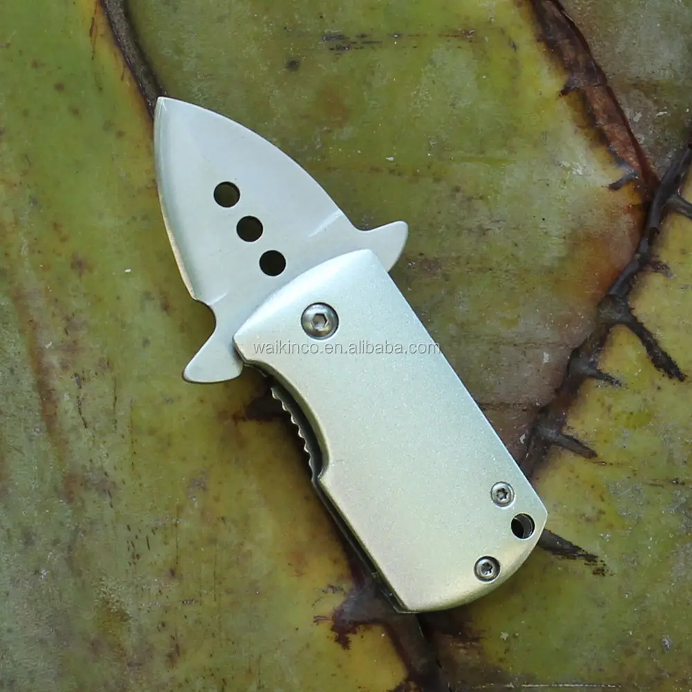 Mini portafogli in acciaio inossidabile con Logo gratuito coltello pieghevole da tasca facile da trasportare con manico in alluminio