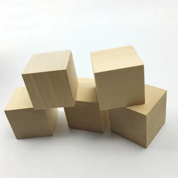 4CMキューブウッドブロック未完成モンテッソーリ木製ビルディングブロック赤ちゃん学習教育玩具
