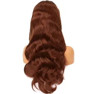 Wig Berwarna Sesuai Pesanan Wig Rambut Model Eropa Virgin Gelombang Tubuh Wig Renda Penuh Ketebalan 250%