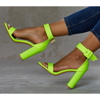 Sandales à talons hauts sexy pour femmes, couleur fluorescente CSS527, talon épais, chaussures pour femmes