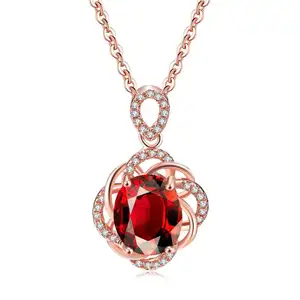 <span class=keywords><strong>Collana</strong></span> semplice <span class=keywords><strong>con</strong></span> pendente in cristallo rosso color oro <span class=keywords><strong>rosa</strong></span> per gioielli da donna per feste di fidanzamento, regalo di Natale N615 - Product Image 1