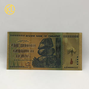 1000 Pezzi/Lotto Banconota da Cento Quintilioni di Dollari dello Zimbabwe in Oro 24K con Rinoceronte per Souvenir e Collezione - Product Image 2
