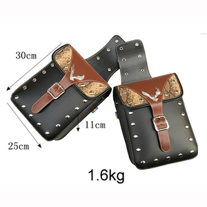 Modificato Cafe Racer Bag Lato Del Motociclo Nero In Pelle Sintetica Semplicità Impermeabile Ristabilisce I Saddle Bag - Product Image 3