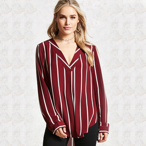 Blusa de Oficina <span class=keywords><strong>a</strong></span> Rayas para Mujer, Manga Larga, 100% Algodón, Moda Otoñal, Gran Venta - Product Image 2