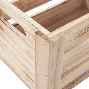Wooden <strong>Crate</strong> - 4-Count Rustic Decorative Storage Caddy Set, Unfinished Wood Craft Boxes for Organizing <strong>Vinyl</strong>, Books and Grocerie - Product Image 3