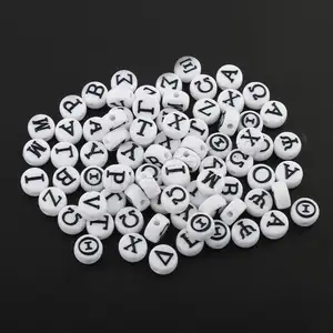 Perles d'alphabet en plastique, 1327909 pièces, 8x4mm, initiales à perles blanches en acrylique, pour la fabrication de bijoux, lettre, vente en gros