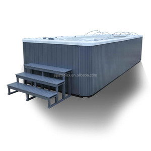 Spa de Natación Exterior Independiente <span class=keywords><strong>Balboa</strong></span> de Doble Zona, Diseño Rectangular Moderno, Marco de Acero Inoxidable, Capacidad para 6 Personas, con Masaje - Product Image 3