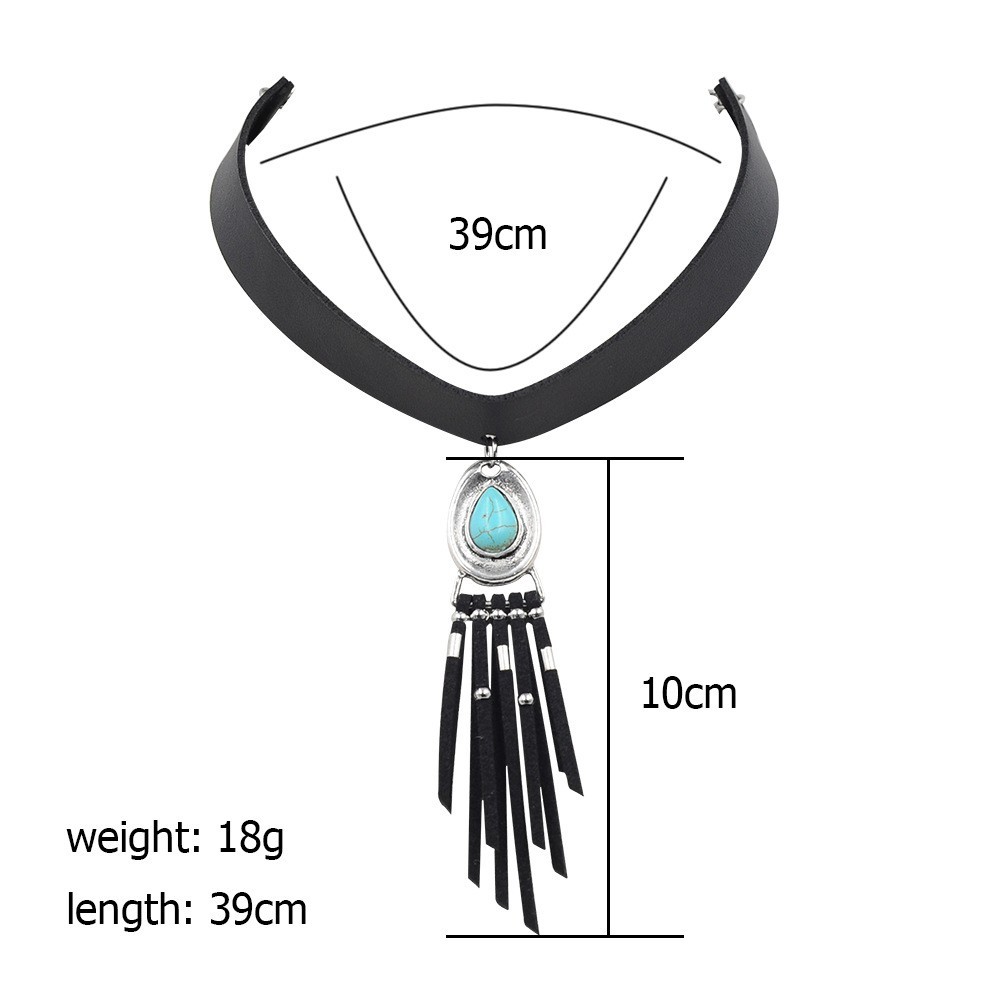 Mode Nouveau Style Collier En Cuir, Turquoise Sautoirs Collier