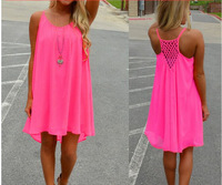 Robe en mousseline de soie pour femmes, style d'été, vêtements de plage grande taille, robe d'été fluorescente