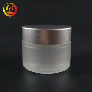 high quality metal cap 50g matte glass cosmetic cream container 30g 100g clear frosted jar with lid