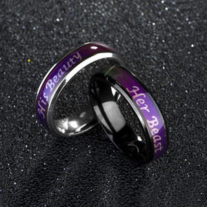 Coppie <span class=keywords><strong>di</strong></span> modo Lei <span class=keywords><strong>Re</strong></span> La Sua Regina Temperatura Cambiare Colore Mood Band Ring - Product Image 5