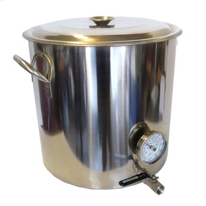 Polished Stainless Steel Brew Kettle Set Stock Pot Beer Brewing <strong>Fermenter</strong> <strong>Equipment</strong> with Valve and Thermometer - Product Image 1