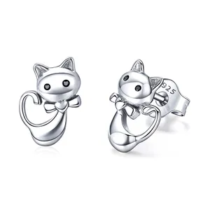Qings Sticky Cat耳环时尚风格的925纯银耳环