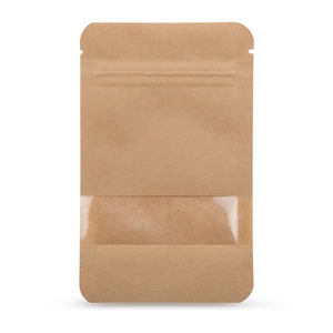 Bolsa de papel Kraft marrón con ventana y cremallera, cierre para embalaje de alimentos, cereales, arroz, guisantes, precio de fábrica - Product Image 1