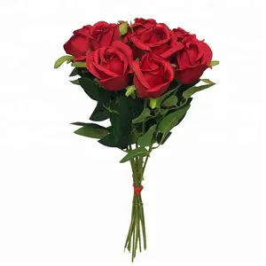ISEVIAN تيانجين زهور صناعية بسعر الجملة طويلة الجذعية وردي وردة من الحرير برعم