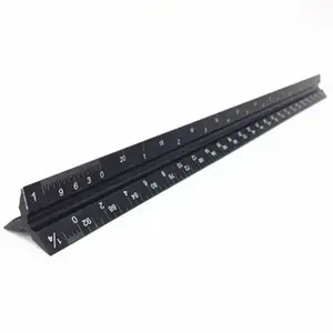 Quality Factory Price Custom Logo 30cm Black Aluminum Scale Triangle Ruler For Working Gauges And Measurement